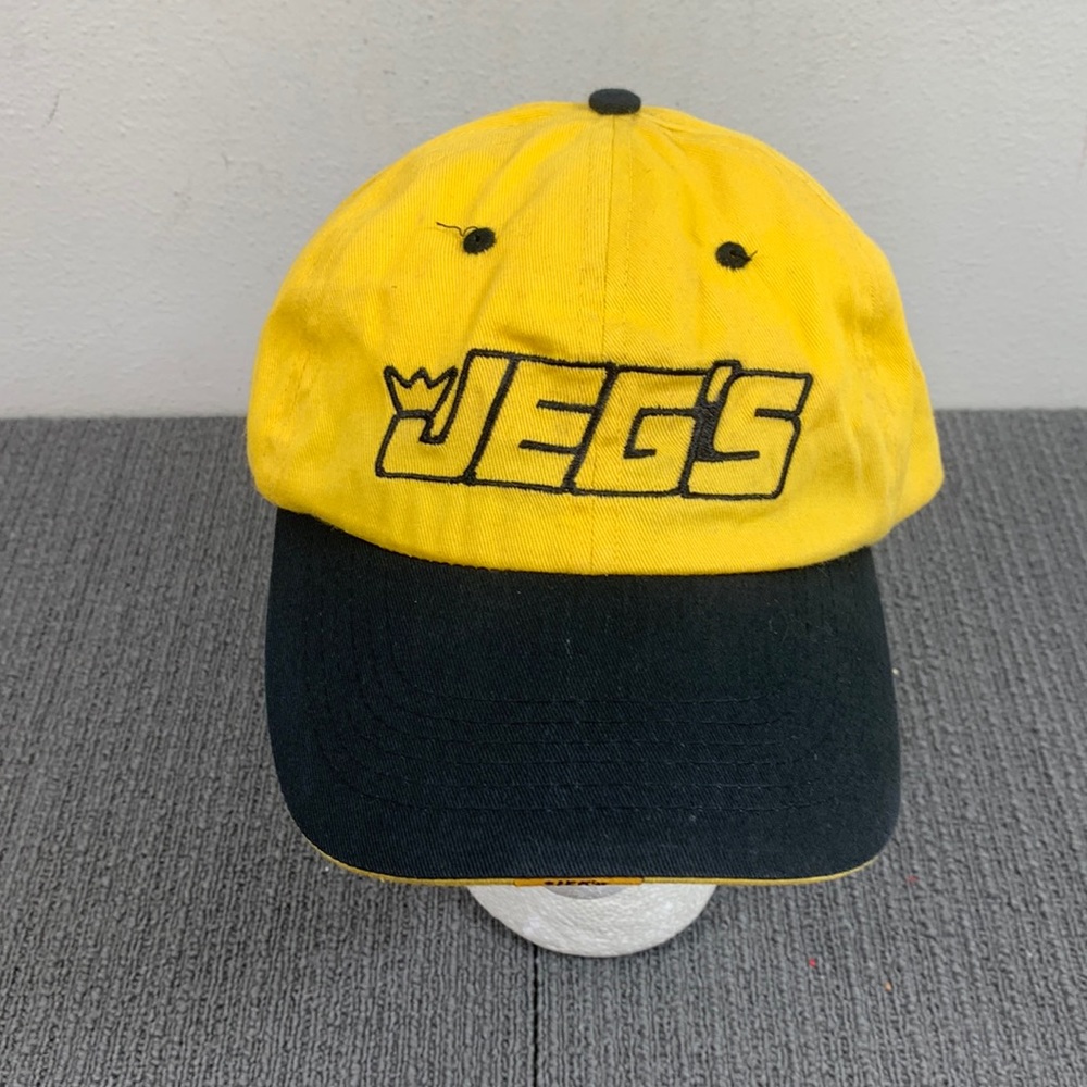 JEG'S Baseball Hat Mens Adjustable Yellow Black Strapback Cap